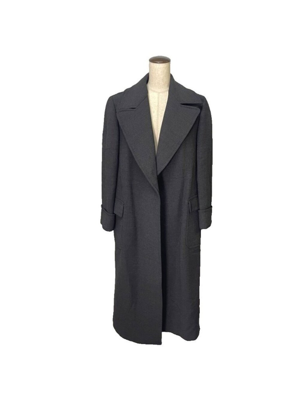 Max Mara White Tag Wool Chesterfield Buttonless Long Gray 38
